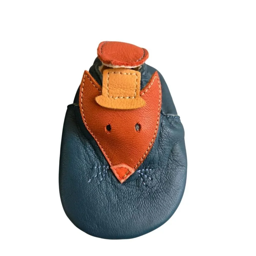 Moulin Roty Fox Leather Slippers Baby Size 0-6 Months